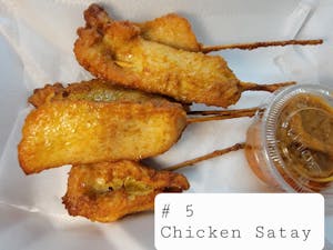 Order 5. Chicken Satay (6) food online from Lisu's Thai Taste | Roseville store, Roseville on bringmethat.com