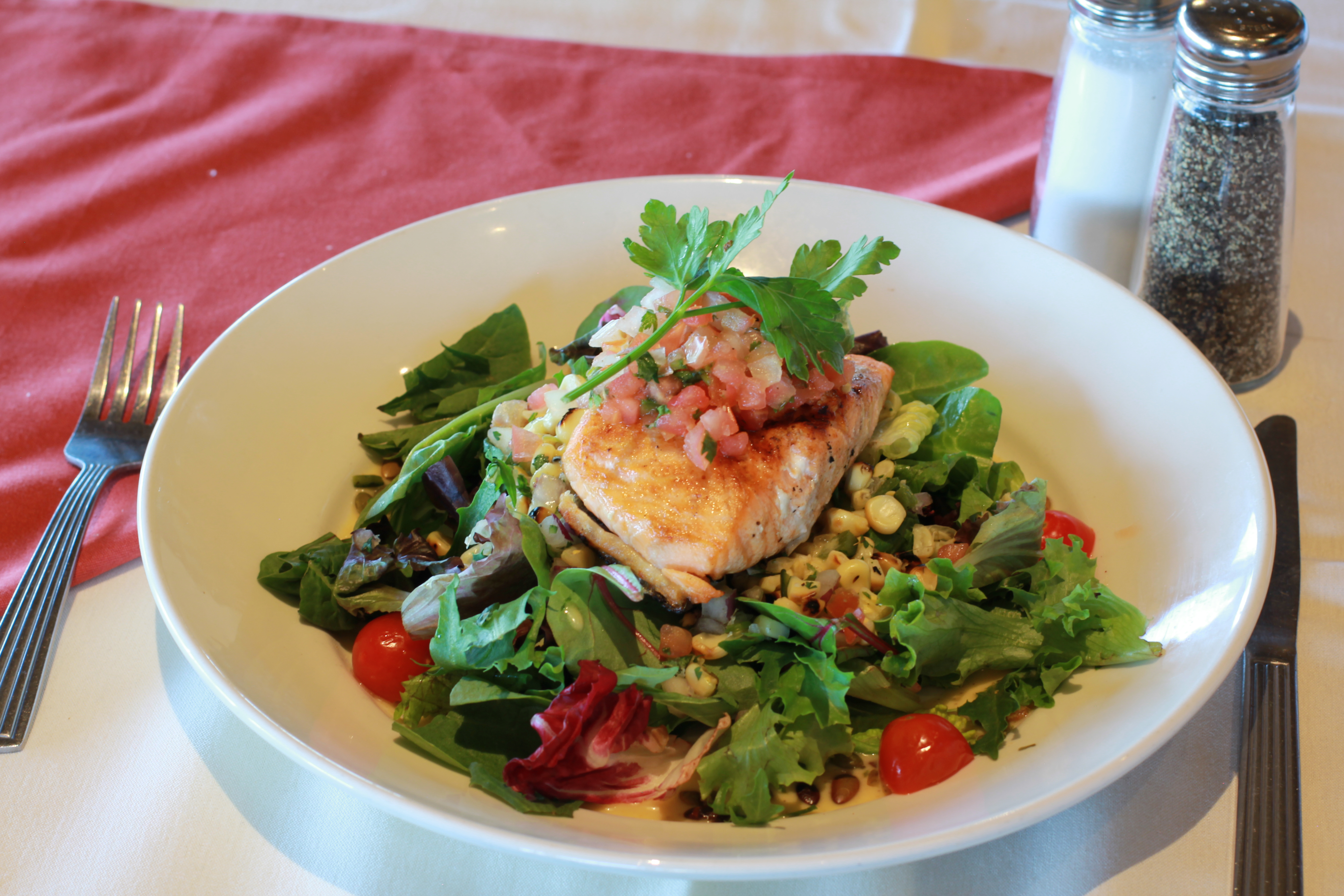 Order Char Broiled Salmon Salad food online from Redwood Rotisserie store, Reno on bringmethat.com