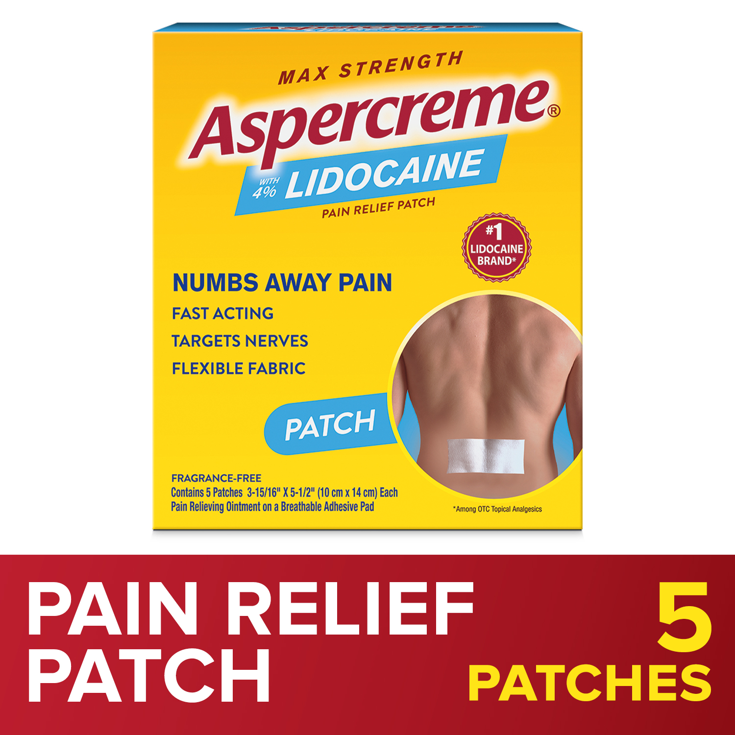 Order Aspercreme Maximum Strength Lidocaine Patch - 5 ct food online from Rite Aid store, PAULSBORO on bringmethat.com