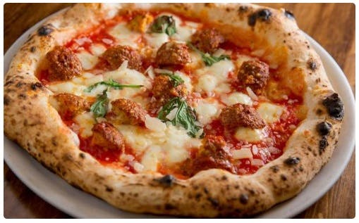 Order Meatball Pizza - Personal 12'' (6 Slices) food online from Dellarocco's of Brooklyn store, Brooklyn Heights on bringmethat.com