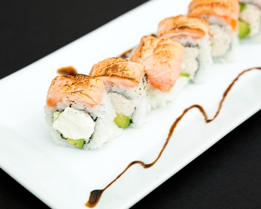 Order Baked Salmon Roll food online from Fuji Sushi store, Camarillo on bringmethat.com