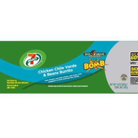 Order 7-Select Chicken & Bean Bomb Burrito 10oz food online from 7-Eleven store, Salt Lake City on bringmethat.com