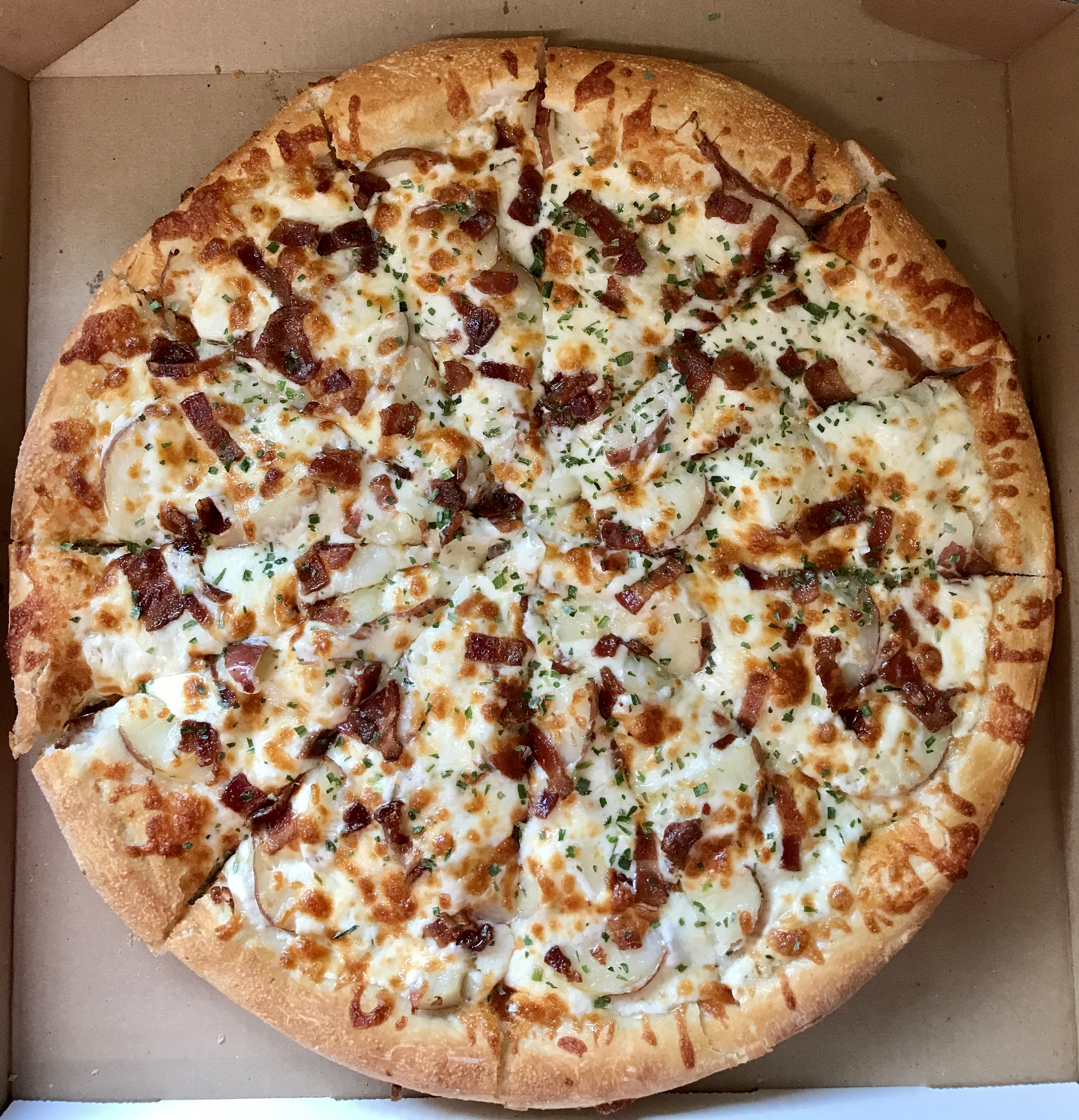 Order Baked Potato Specialty Pizza food online from Baco's Pizza store, Enfield on bringmethat.com