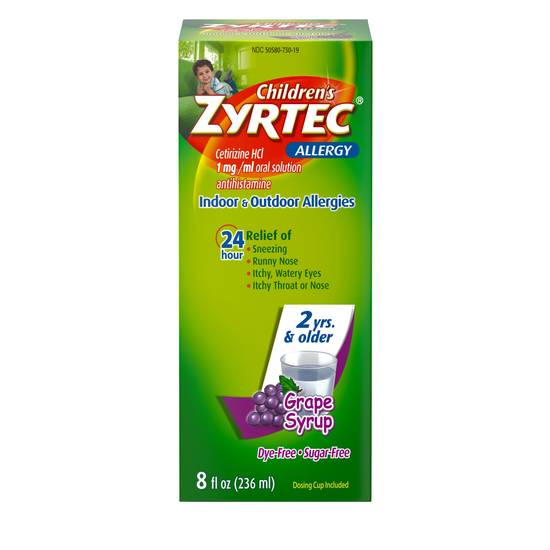 Order Zyrtec 24 Hr Children's Allergy Relief Syrup Grape (8 oz) food online from Rite Aid store, TOLEDO on bringmethat.com