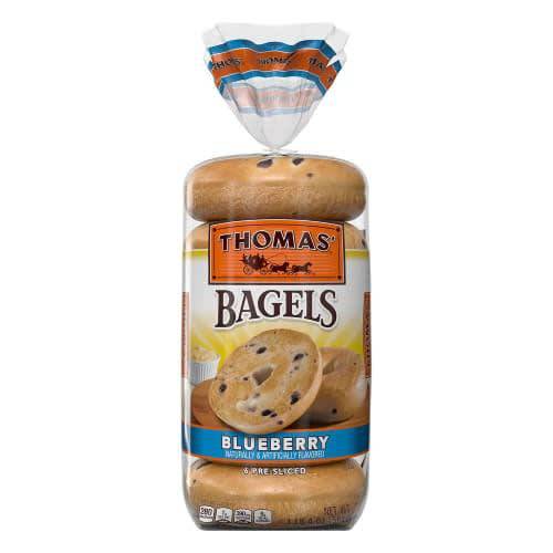 Order Thomas' · Pre-Sliced Blueberry Bagels (6 bagels) food online from United Supermarkets store, Plainview on bringmethat.com