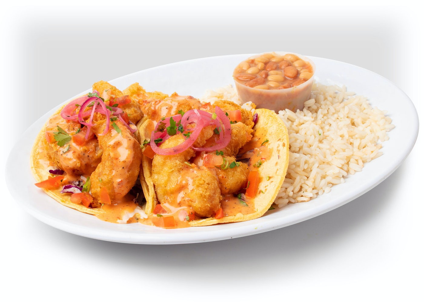 Order BATTERED SHRIMP TACO COMBO food online from California Fish Grill store, Culver City on bringmethat.com