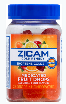 Order Zicam Cold Remedy Medicated Fruit Drops Homeopathic Medicine for Shortening Colds, Assorted Fruits - 25 ct food online from Rite Aid store, Cathedral City on bringmethat.com