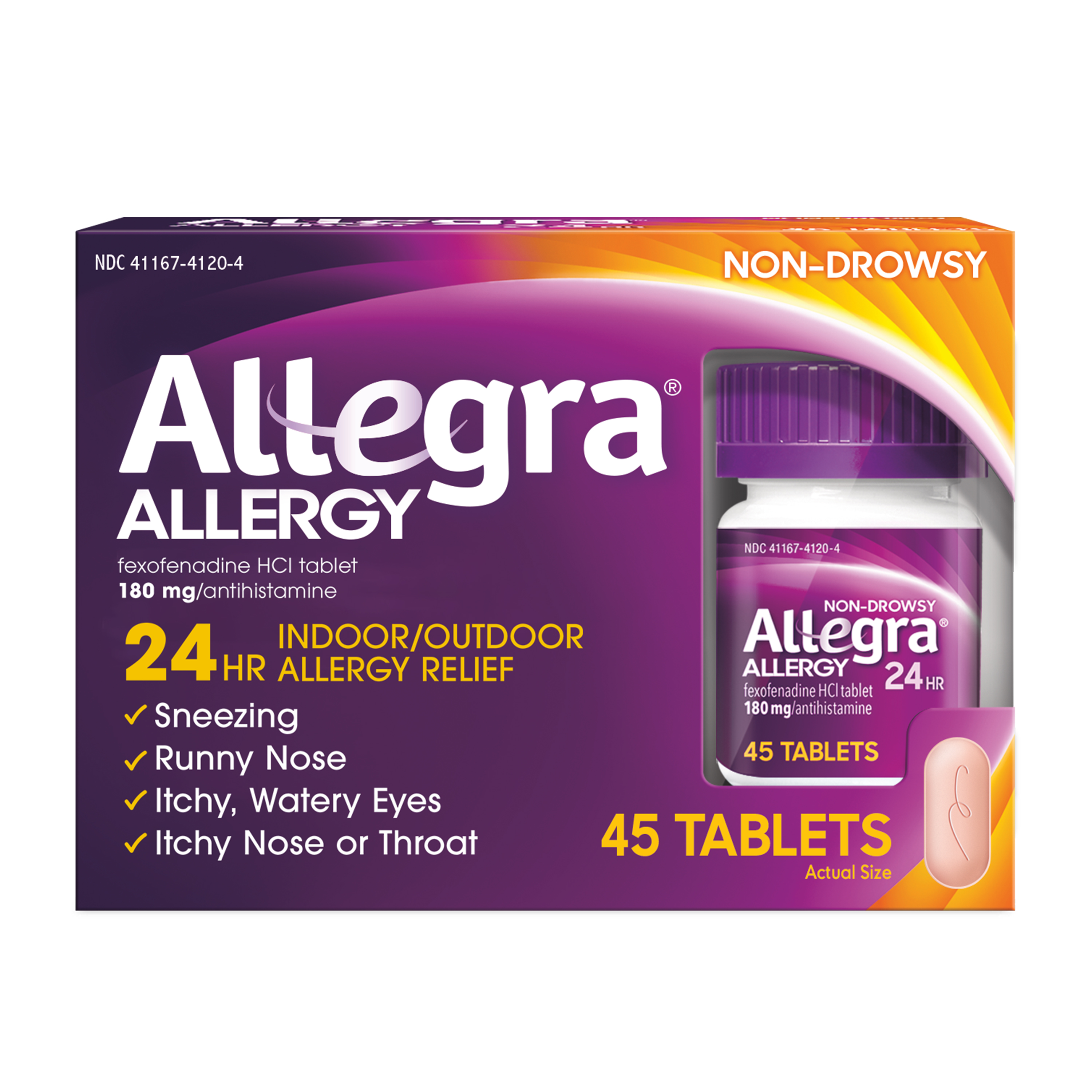 Order Allegra 24HR Allergy Relief Tablets, Prescription Strength, Non-Drowsy, 180mg - 45 ct food online from Rite Aid store, MILLER PLACE on bringmethat.com