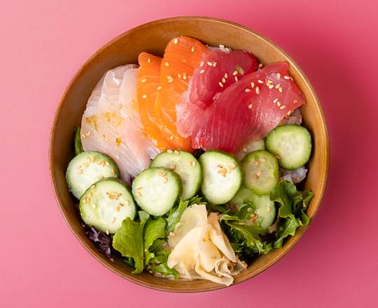 Order Chirashi Combo Rice Bowl food online from Kuri Sashimi Bowls store, Arlington on bringmethat.com