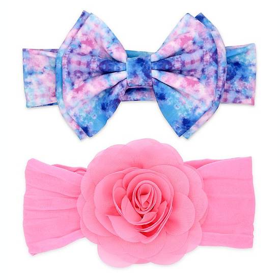 Order Khristie® Size 0-36M 2-Pack Flower and Tie-Dye Bow Headbands in Pink/Blue food online from Bed Bath & Beyond store, Lancaster on bringmethat.com