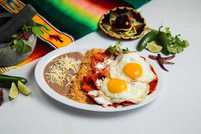 Order Chilaquiles & Eggs Plate food online from Tacos N More store, Maricopa on bringmethat.com