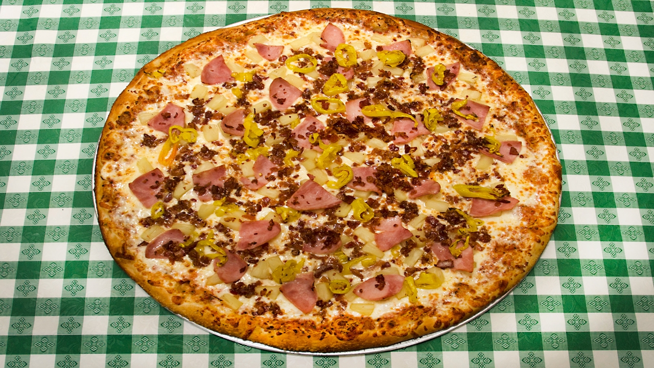 Order Sm 10" Hawaiian food online from Pizza Spot store, Plymouth on bringmethat.com