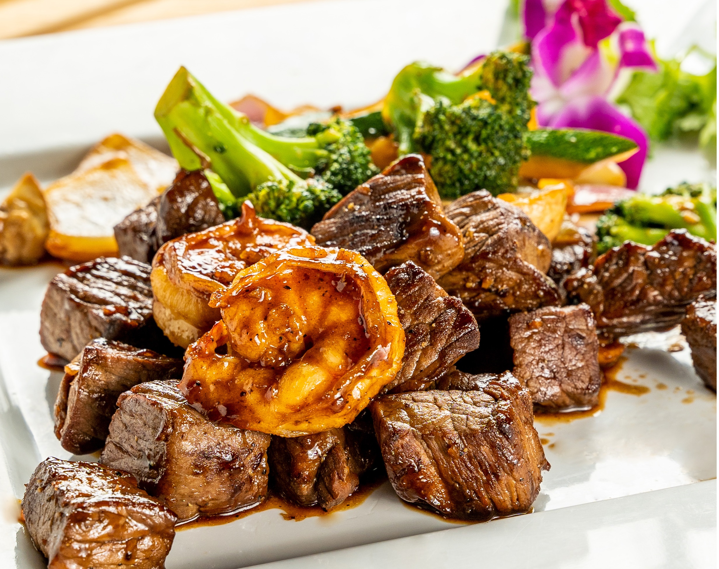 Order Hibachi Steak & Shrimp for 2 food online from Sweet Mandarin store, Glen Cove on bringmethat.com