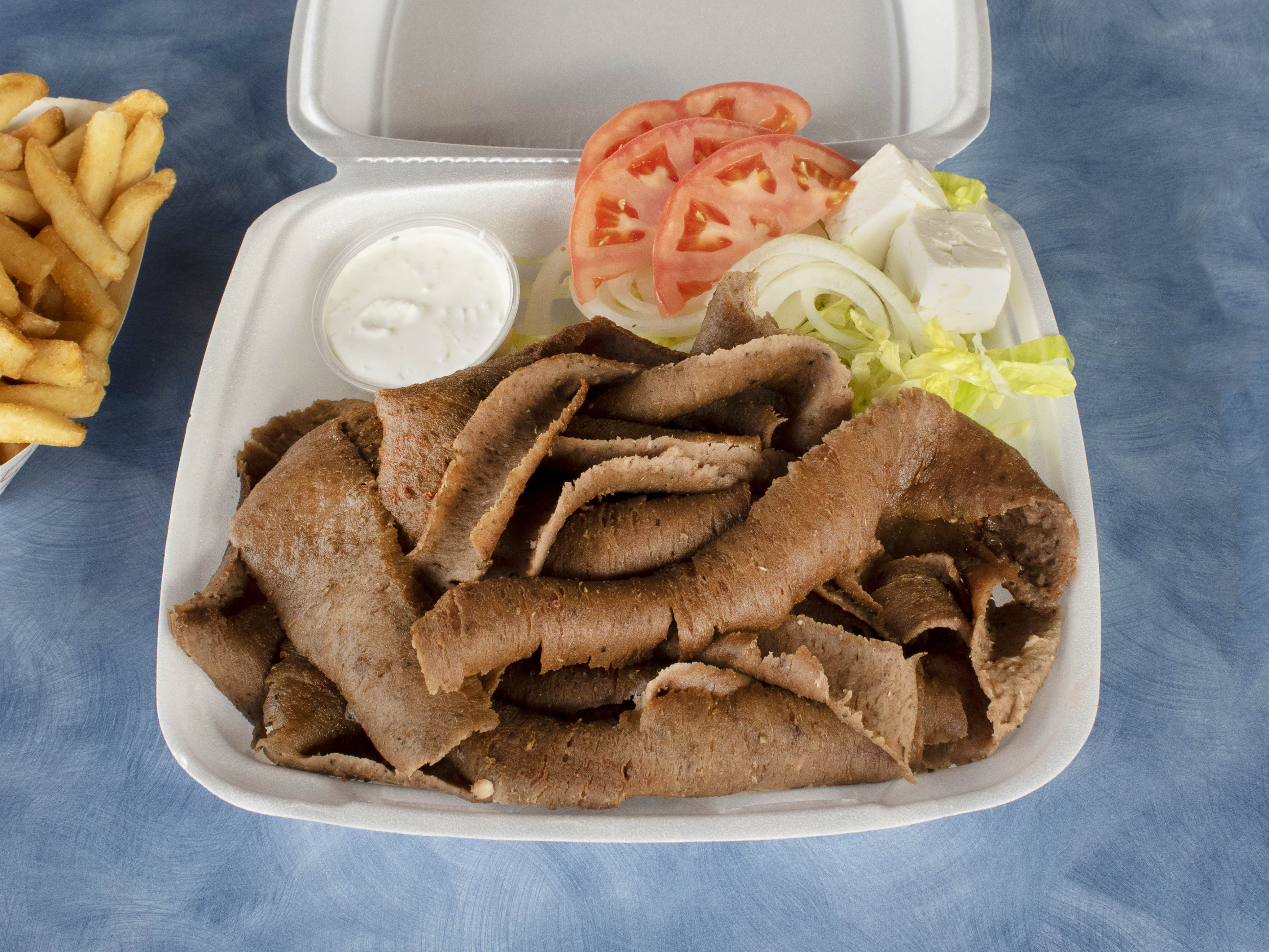 Order Gyros Platter food online from Pluto's Beef & Hot Dogs store, Oak Lawn on bringmethat.com