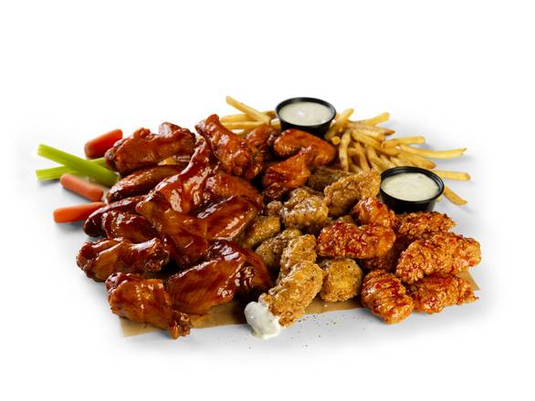 Order 20 Boneless + 20 Traditional Wings & Fries food online from Wild Burger store, Dickson City on bringmethat.com