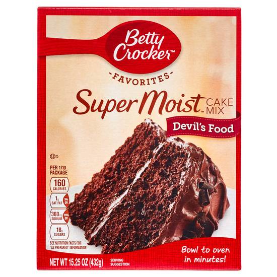 Order Betty Crocker Super Moist Devil's Food Cake Mix 15.25oz food online from Everyday Needs by Gopuff store, San Luis Obispo on bringmethat.com