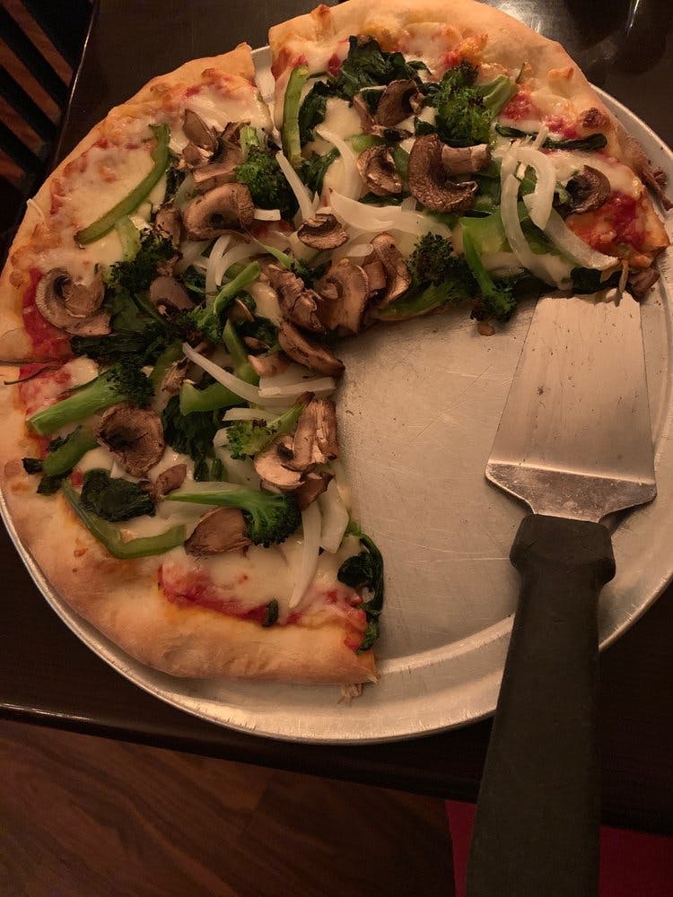 Order Vegetarian Pizza - Small 10'' (4 Slices) food online from Ducatis Pizzeria & Trattoria store, Myrtle Beach on bringmethat.com