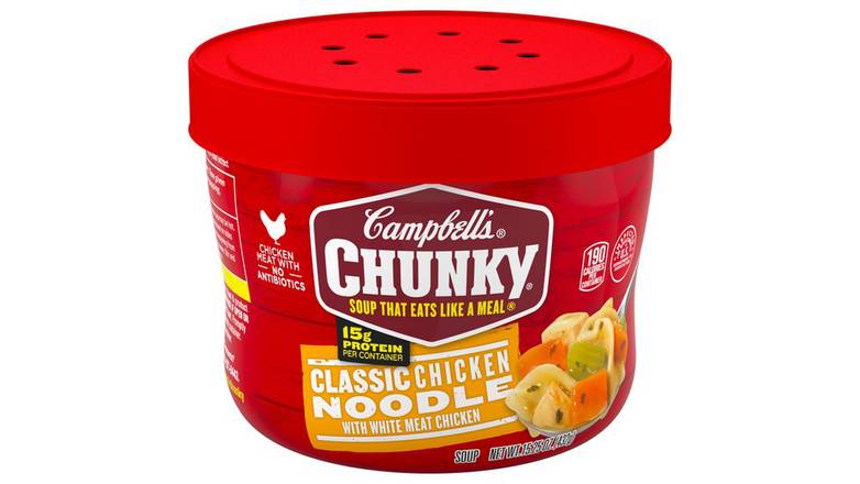 Order Campbells Chunky Microwavable Soup Classic Chicken Noodle Soup food online from Trumbull Mobil store, Trumbull on bringmethat.com