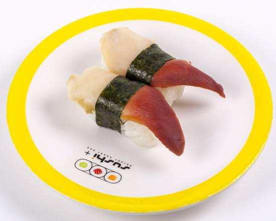 Order Giant Surf Clam Nigiri (Hokkigai) (2 pcs) food online from Sushi + Rotary Sushi Bar store, Aurora on bringmethat.com