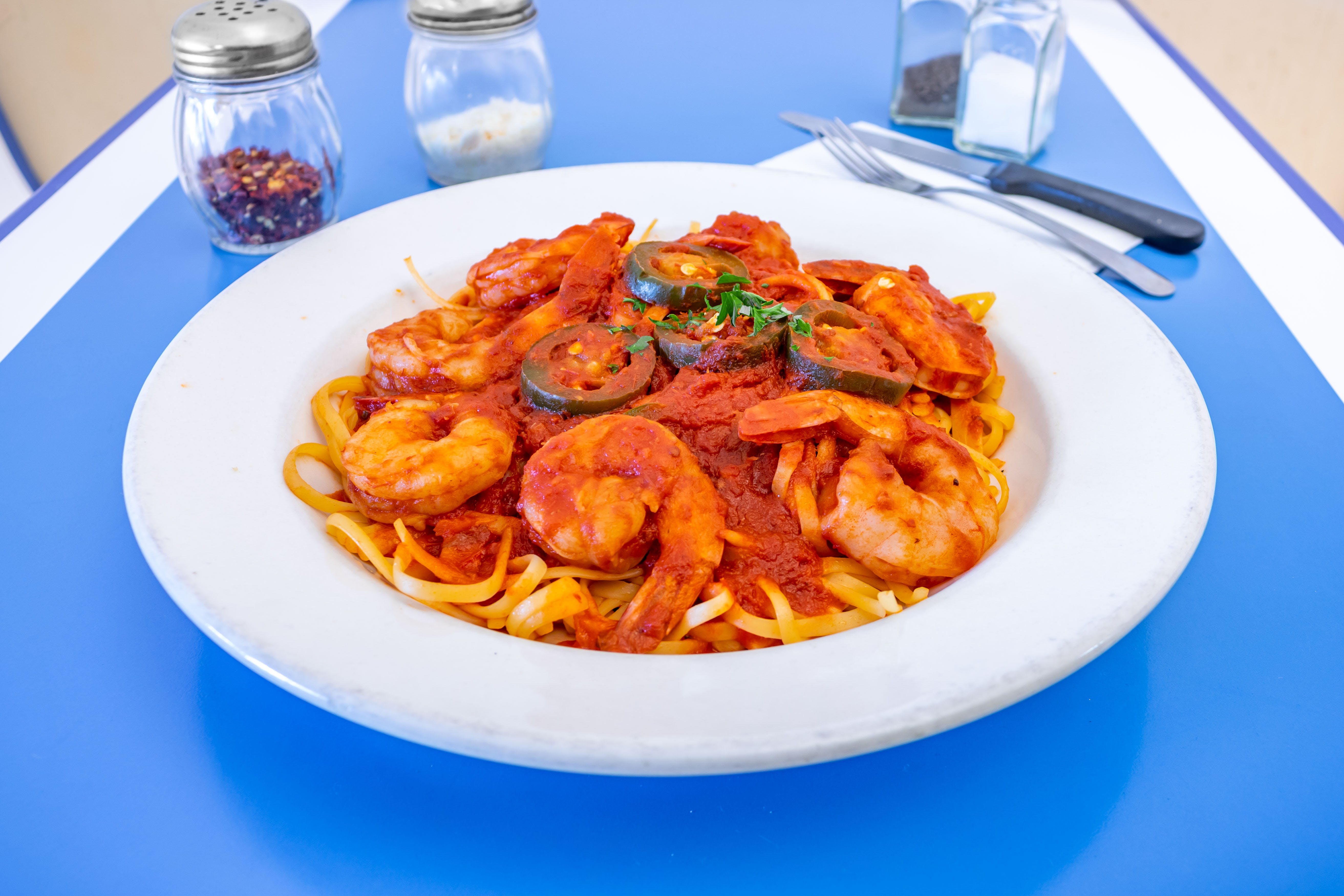 Order Shrimp Fra Diavolo - Entree food online from Nonno Sal's Pizza store, Trenton on bringmethat.com