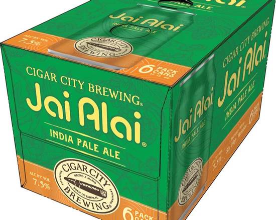 Order Cigar City Jai Alai, 6pk-12oz can beer (7.5% ABV) food online from Ogden Wine & Spirit store, Naperville on bringmethat.com