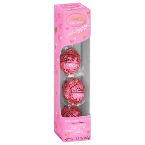Order Lindt LINDOR Strawberries and Cream White Chocolate Candy Truffles, Valentine's Day White Chocolate with Strawberries and Cream White Truffle Filling, 2.1 oz. Gift Box food online from Cvs store, WILLIMANTIC on bringmethat.com