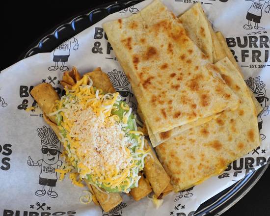 Order * 3 - Cheese Quesadilla & 3 Rolled Tacos food online from Burros & Fries store, San Diego on bringmethat.com