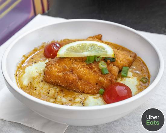 Order Deep-Fried Salmon and Grits food online from The Real Milk & Honey store, College Park on bringmethat.com