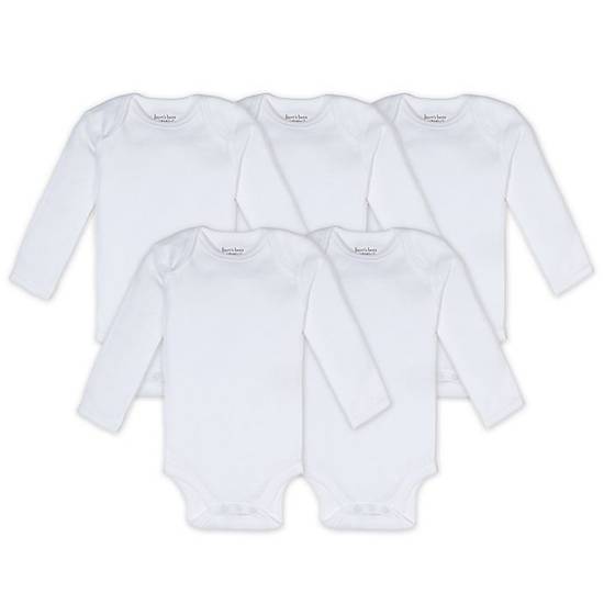 Order Burt's Bees Baby® Size 0-3M 5-Pack Organic Cotton Long Sleeve Bodysuit in Cloud food online from Bed Bath & Beyond store, Lancaster on bringmethat.com