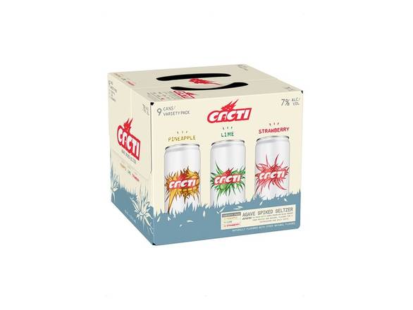 Order CACTI Pineapple, Lime & Strawberry Agave Spiked Seltzer Variety Pack - 9x 12oz Cans food online from Shell Beach Liquor & Deli store, Pismo Beach on bringmethat.com