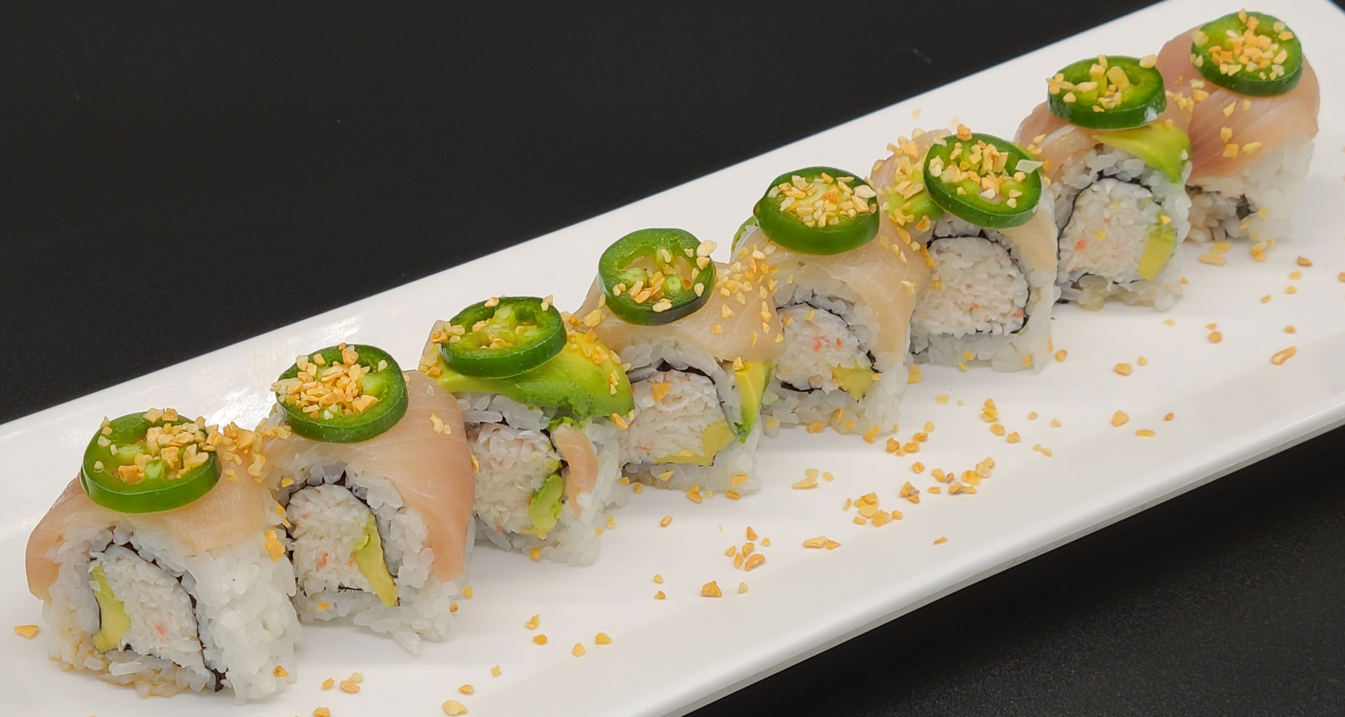 Order P2. Chili Yellowtail Roll(8pcs) food online from Hello Sushi store, Fullerton on bringmethat.com