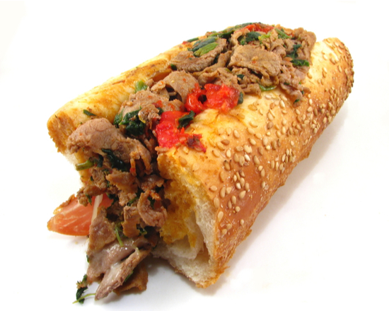 Order Ground Beef Philly Cheesesteak Sandwich food online from The American Cheesesteaks store, Jeannette on bringmethat.com