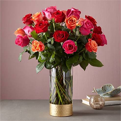 Order 24 Mixed Rose Bouquet food online from Pro Flowers store, EL MONTE on bringmethat.com