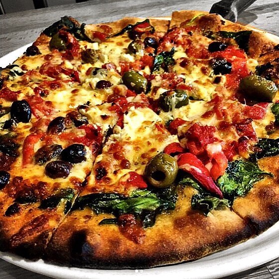 Order Mediterranean Vegetarian Pizza food online from Napa Wood Fired Pizzeria store, Rochester on bringmethat.com