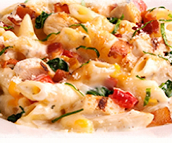 Order Chicken Bacon Alfredo Pasta food online from Round Table Pizza #407 store, Concord on bringmethat.com