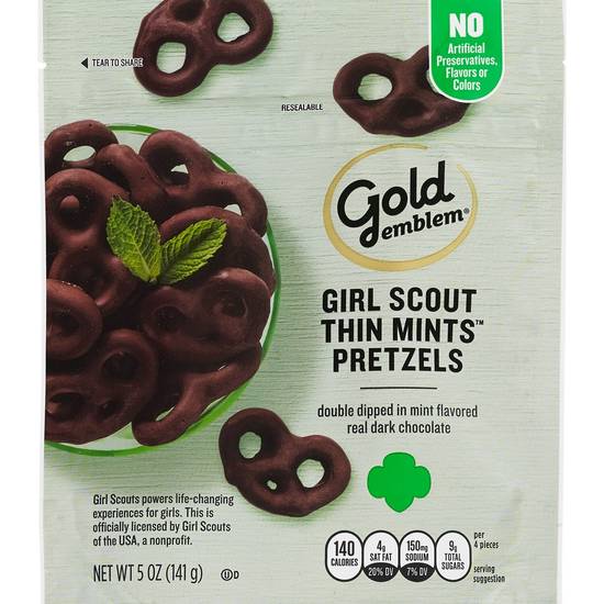 Order Gold Emblem Girl Scout Thin Mints Pretzels, 5 OZ food online from Cvs store, MONTEZUMA on bringmethat.com