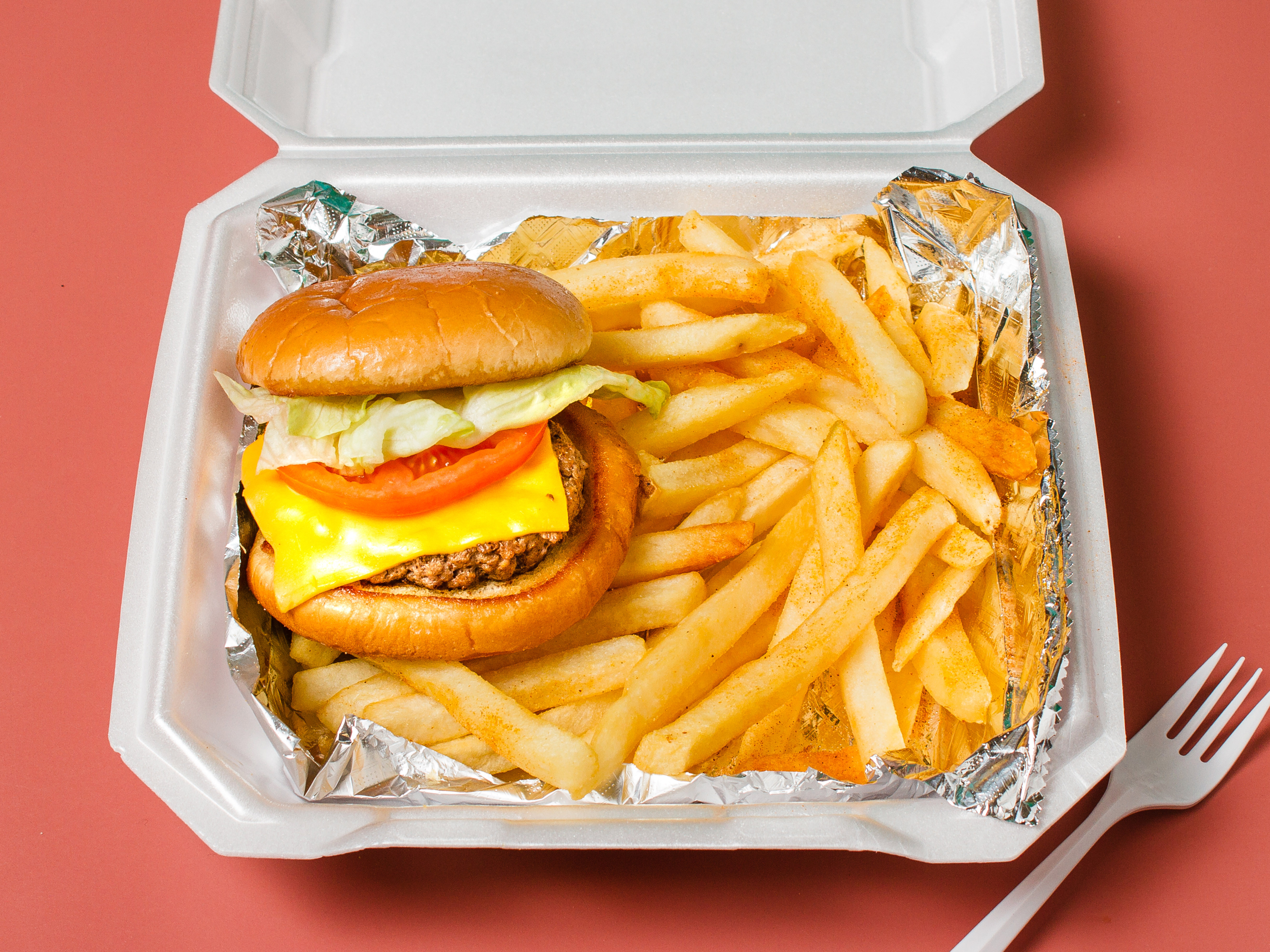 Order Cheeseburger with Fries food online from Lil Momma Soul Kitchen store, Norfolk on bringmethat.com