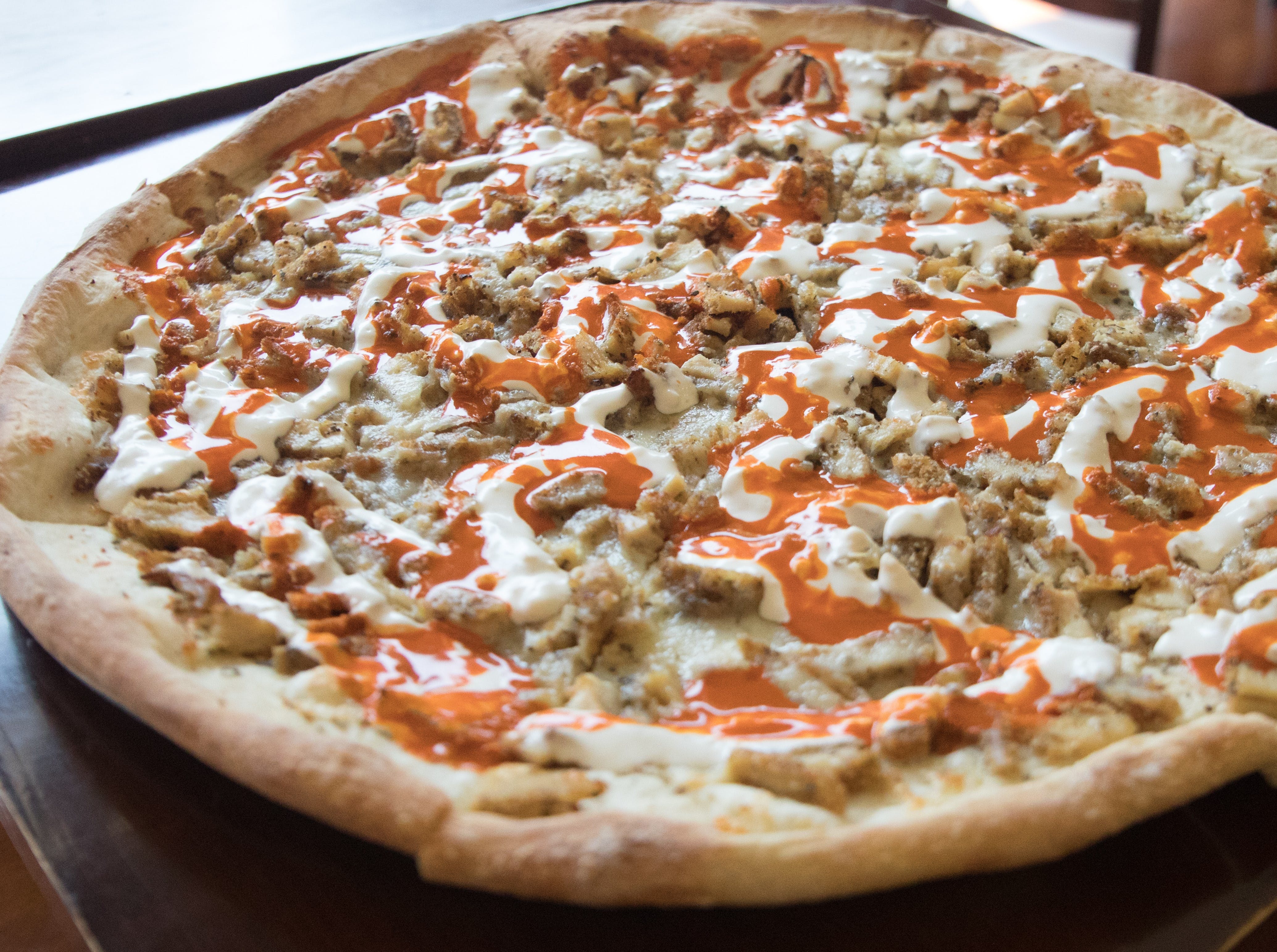 Order Classic Buffalo Chicken Pizza - Medium 14'' (Serves 2-3 People) food online from Big Apple Pizzeria store, Troy on bringmethat.com