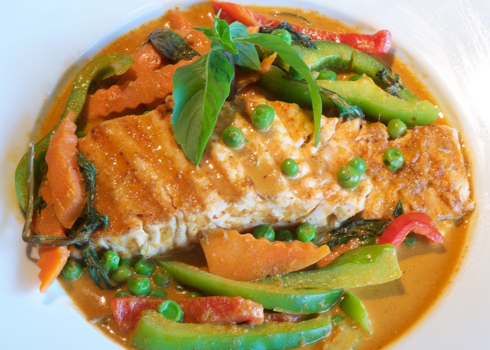 Order Panang Salmon food online from Saucy's Thai & Pho store, Plano on bringmethat.com