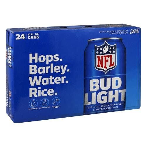 Order Bud Light · Domestic Lager Beer (24 x 12 fl oz) cans  food online from D & B Liquor store, Olmos Park on bringmethat.com