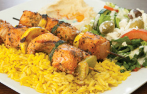 Order #20. Salmon Kebab food online from The Green Olive store, Gardena on bringmethat.com