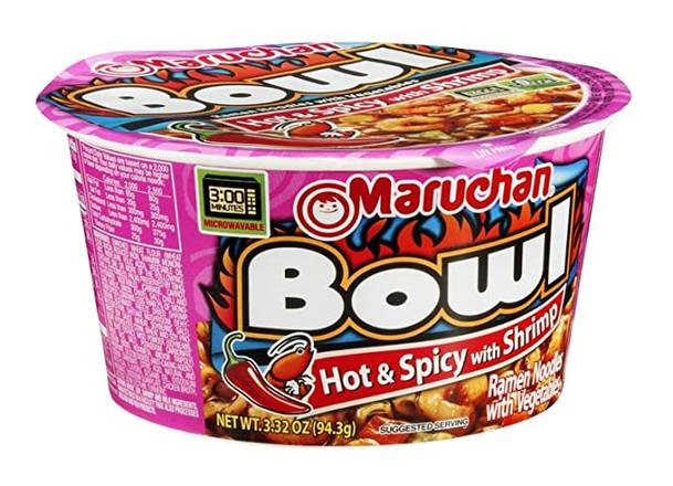 Order Maruchan Bowl Hot & Spicy With Shrimp Flavor Ramen Noodles With Vegetables food online from Exxon Food Mart store, Port Huron on bringmethat.com