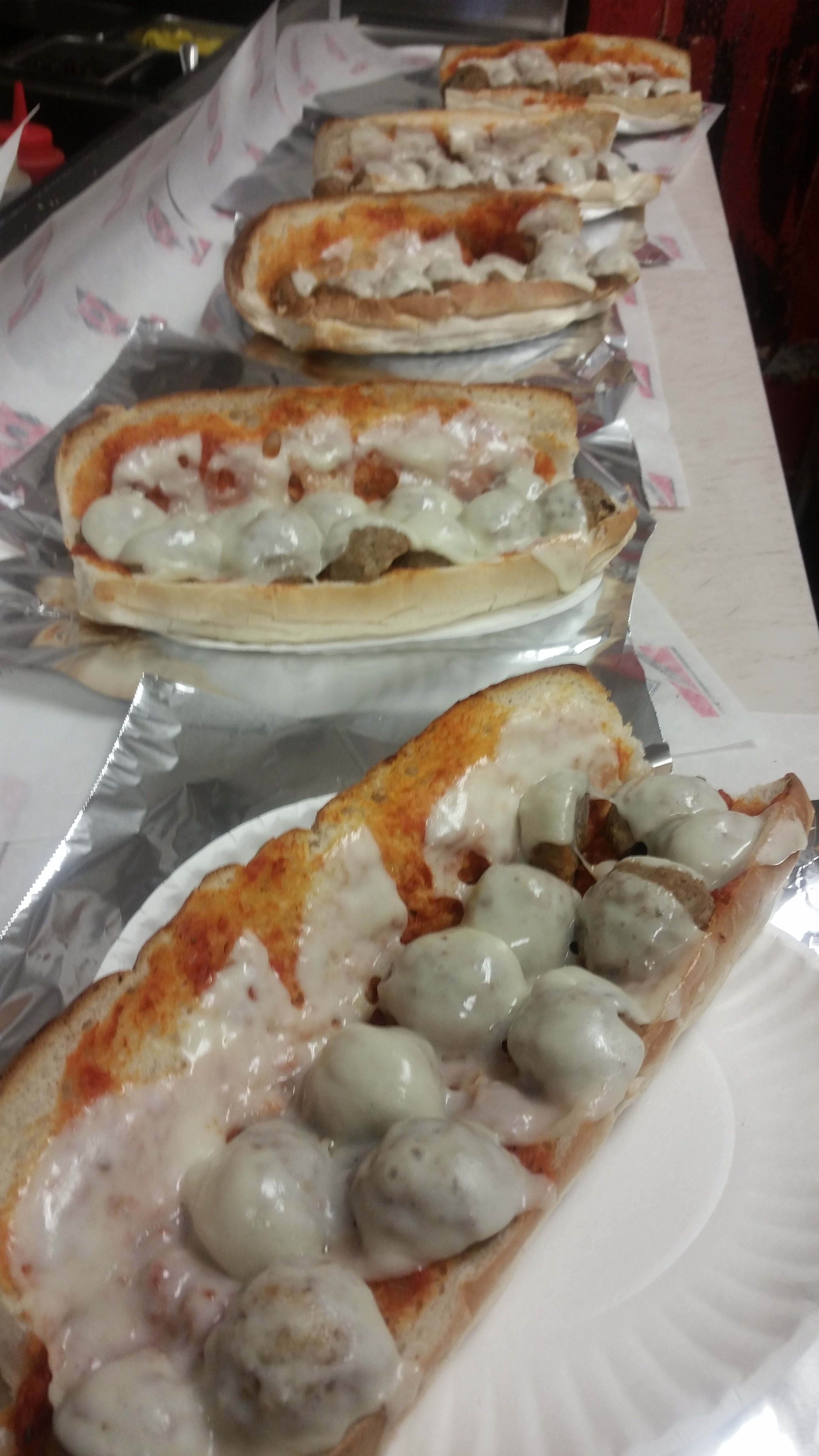 Order Meatball Parmesan Sub food online from Minervas Pizza store, Providence on bringmethat.com