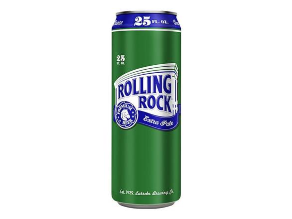 Order Rolling Rock Extra Pale - 25oz Can food online from Booze & Brews Liquor store, Burbank on bringmethat.com