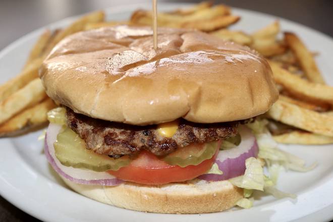 Order Gourmet Burger (Beef) food online from Tikka Kabab store, Tulsa on bringmethat.com