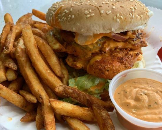 Order Spicy Chicken Sandwich and Fries food online from Halal Munchies store, New York on bringmethat.com