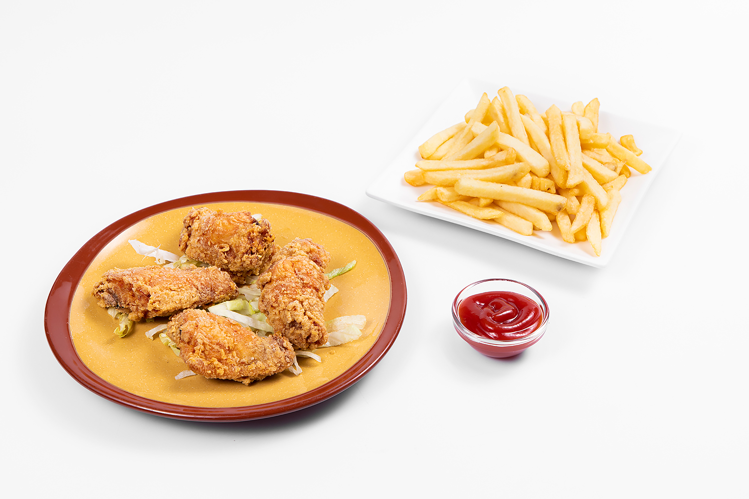 Order 4 Piece Fried Chicken Wings with French Fries food online from Tom Dim Sum store, Media on bringmethat.com
