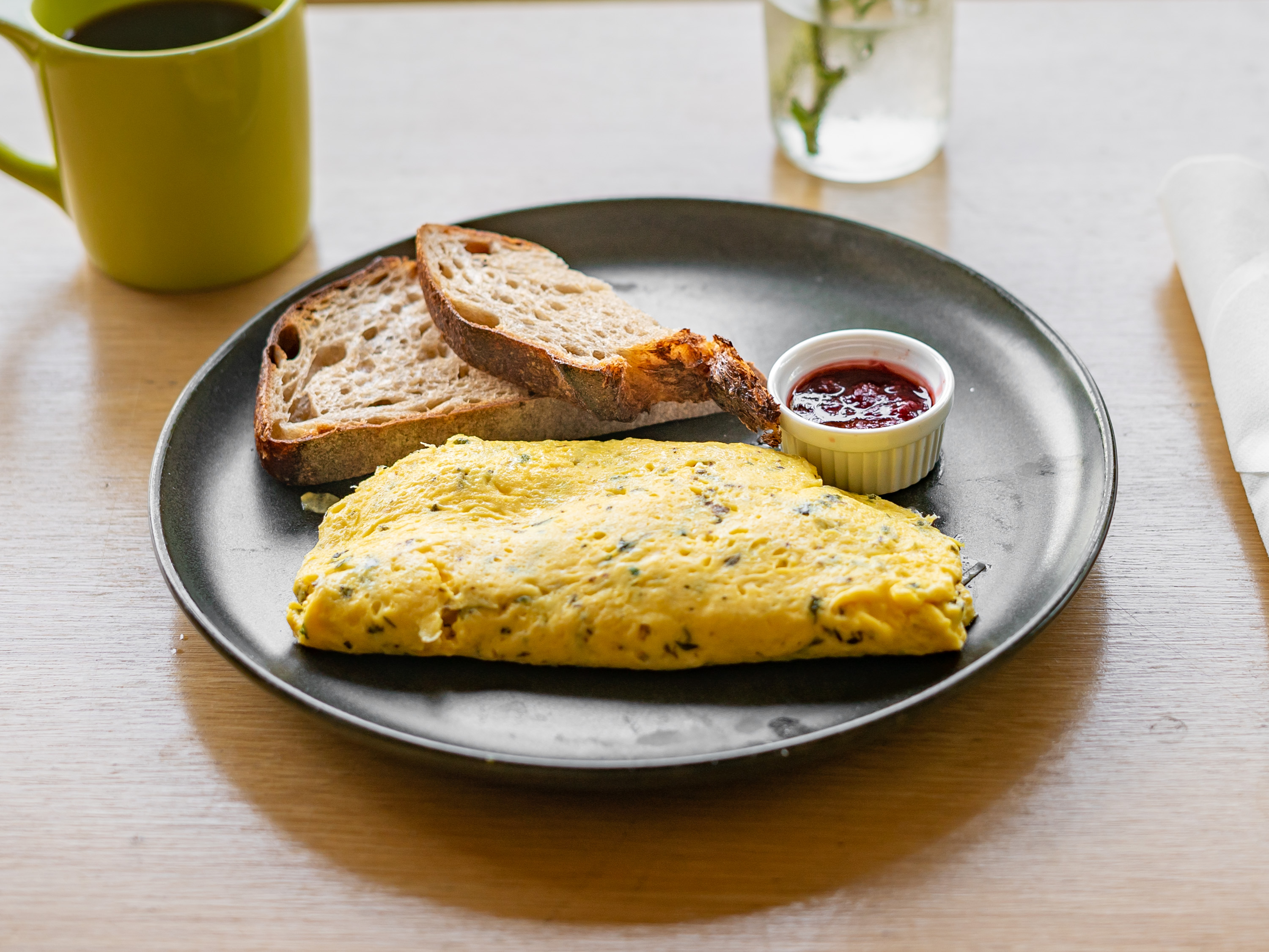 Order Fresh Herbs and Goat Cheese Omelet food online from Square One Dining store, Los Angeles on bringmethat.com