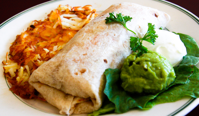 Order Chorizo and Egg Burrito food online from Sunshine Cafe store, Cathedral City on bringmethat.com