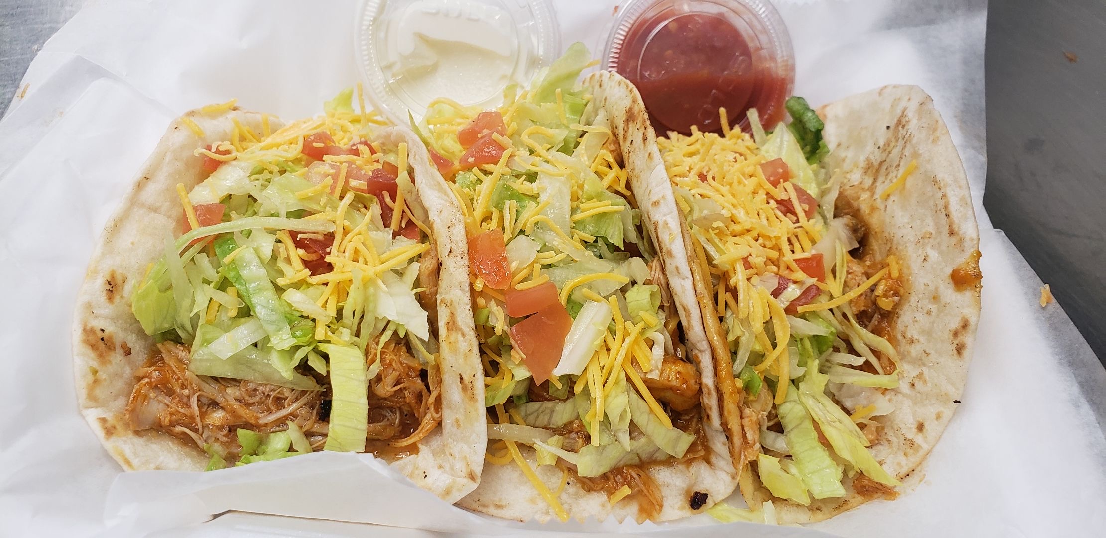 Order 3 Tacos food online from 1st Place Sports Bar store, Hoffman Estates on bringmethat.com
